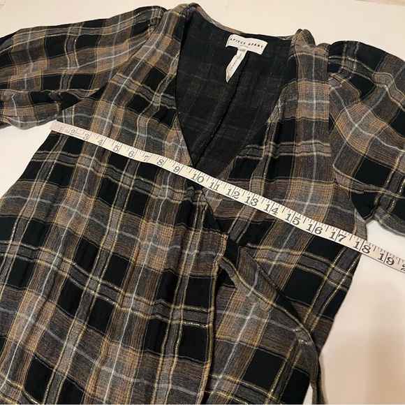 Apiece Apart Plaid Print asymmetric Knee-Length wrap Dress, gauzy cotton, sz 0 - Picture 4 of 14